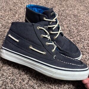 Sperry Top-Sider mens blue denim lace up high top boat shoe Size 9.5